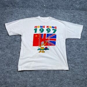 Vintage 1997 Hong Kong Handover T-Shirt White Single Stitch Graphic XL Mens